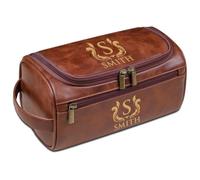 Custom Engraved Leather Toiletry Bag, Personalized Dopp Kit for Men, Gift for Groomsmen, Anniversary, Father's Day, Graduation, Birthday(Brown)