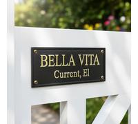 Custom Engraved Matt Black Door Name Plaque Sign with Gold Text - Personalised House Sign Plate for Home, Office, Memorial, Business Branding & Gift (25x7 cm)