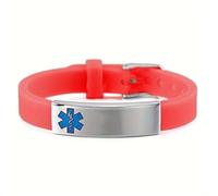 Custom Engraved Medical Alert ID Bracelet Glow in The Dark, Nighttime Personalised Name ICE Penicillin Food Allergy Awareness Silicone Strap Wristband, Complimentary Engraving Medic Jewellery