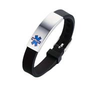 Custom Engraved Medical Alert ID Bracelet Glow in The Dark, Nighttime Personalised Name ICE Penicillin Food Allergy Awareness Silicone Strap Wristband, Complimentary Engraving Medic Jewellery
