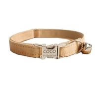 Custom Engraved Pet Collar Personalized Pet Name Cat Dog Collar with Safety Breakaway Release Kitten Custom Collars with Bell - Engraved Name and Phone Number (Nude velvet,S)