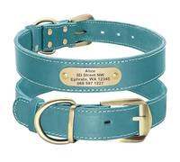 Custom Engraved PU Leather Dog Collar Dog Camping Hunting Training Collar Personalized Dog Collar Anti-lost Pet ID Collar Necklace Adjustable French Bulldog Labrador Multi Collar,Blue,XS