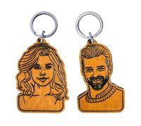 Custom Engraved Wooden Photo Keychain | Perfect for Gifting on Special Occasions like Anniversaries, Weddings,Christmas, Valentine's Day, Birthday, Father's Day - Perfect Couple Memorial Gifts