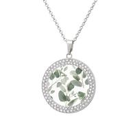 Custom Eucalyptus Leaves Picture Necklace Personalized Circle Chain Pendant Gold/Silver Photo Dog Tag Keepsake Necklaces Hip Hop Memorial Jewelry Gifts for Men Women, One size, Titanium Steel