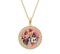 Custom Everyone Raises A Hand Picture Necklace Personalized Circle Chain Pendant Gold/Silver Photo Dog Tag Keepsake Necklaces Hip Hop Memorial Jewelry Gifts for Men Women, One Size, Titanium Steel
