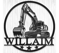 Custom Excavator Metal Wall Sign - Personalized Heavy Equipment Art with Name | Construction Decor for Man Cave, Garage, Workshop | Birthday & Retirement Gift | 8-24 Inch (Excavator D)