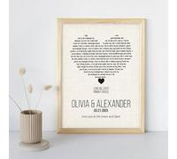 Custom Fabric Song Lyrics Wall Art - Personalized Cotton Canvas Print with Names & Date - Romantic Gift for Couples, Wedding Keepsake, Anniversary or Valentine’s Day Decor
