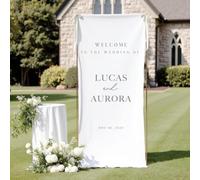 Custom Fabric Wedding Welcome Sign,Modern Welcome To Our Wedding Sign,linen wedding sign,Personalized Tapestry Banner Fabric for Ceremony Reception (100x300cm 9"x118")