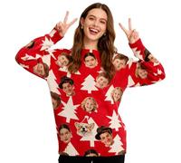 Custom Face Christmas Sweater for Men Women - Personalized Photo Ugly Xmas Jumper with Funny Novelty Design for Couples Family - Holiday Party Pullover Gift Idea with Your Own Image