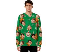 Custom Face Christmas Sweater for Men Women - Personalized Photo Ugly Xmas Jumper with Funny Novelty Design for Couples Family - Holiday Party Pullover Gift Idea with Your Own Image