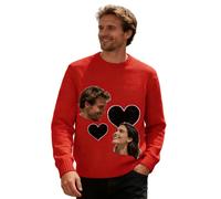 Custom Face Couple Sweater, Valentine's Day Sweater with Love Heart Pattern, Photo Portrait Pullover for Couples and Families, Fun Knit Jumper with Warm Cozy Image Sweatshirt for Men Women