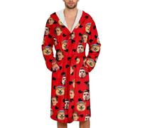 Custom Face Photo Couple Robe - His and Hers Bathrobe with Printed Facial Image,Personalized Soft Plush Fleece Long Sleeve Sleepwear, Gift for Couples, Anniversaries, and Family Presents
