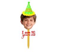 Custom Face Photo Cupcake Hat for Birthdays, Weddings, Graduations - Upload Your Image to Create a Unique Cake Topper - Personalized Party Hat with Birthday Wishes and Celebration Tags