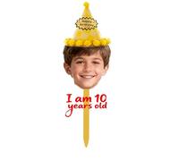 Custom Face Photo Cupcake Hat for Birthdays, Weddings, Graduations - Upload Your Image to Create a Unique Cake Topper - Personalized Party Hat with Birthday Wishes and Celebration Tags