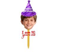 Custom Face Photo Cupcake Hat for Birthdays, Weddings, Graduations - Upload Your Image to Create a Unique Cake Topper - Personalized Party Hat with Birthday Wishes and Celebration Tags