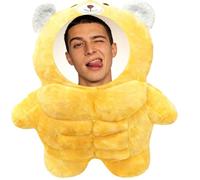 Custom Face Photo Plush Toy - Personalized Muscle Bear with Your Picture, Funny & Unique Gift for Valentine's Day, Birthday, Anniversary (30cm/11.8") (Yellow)