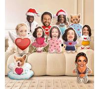 Custom Face Pillow, Personalised Dog Cat Pet Photo Stuffed Funny Pillows, 3D Printing Head Body Shaped Plush Stuffed Pillow for Home Sofa Decor Valentine's Day Christmas Doll Gift for Couples