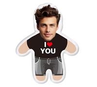 Custom Face Pillow, Personalized Photo Plush Pillow, 3D Double-Sided Head Body Shaped Plush Stuffed Pillows for Home Sofa Decor Valentine's Day Christmas Funny Pillows Gift for Couples Women Men (B#)