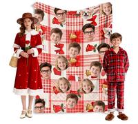 Custom Face Print Blanket - Personalized Christmas Throw for Ladies Gift, Soft Comfortable Home Decor Cover for Living Room, Bed, Chair, Sofa, Perfect Decoration Present for Women Family