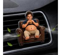 Custom Face Squishy Squeeze Belly Car Air Freshener - Personalized Photo Funny Burger Dad Magnet Vent Diffuser with Soft Squeeze Belly, Gift for Adults Daddy Husband Boyfriend