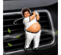 Custom Face Squishy Squeeze Belly Car Air Freshener - Personalized Photo Funny Golf Doll Vent Diffuser with Soft Squeeze Belly, Gift for Adults Daddy Husband Boyfriend