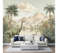 Custom Fairy Tale Watercolor Valley Mural Wallpaper, Modern 3D Effect Backdrop Wall Art Murals, Non-Woven Dinosaur Tropical Rainforest Mural, Wallpaper Photo for Living Room 400 x 280 cm