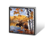 Custom Fall Birch Leaves Elk Lapel Pin Aluminum Alloy Button Badge Personalized Exquisite Brooch Classic Mini Pin 0.7" X 0.7" Inch for Backpacks Hat Suit Jacket Clothing Decoration