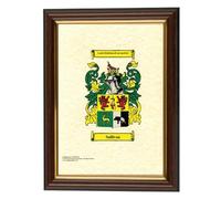 Custom Family Coat of Arms Print in dark frame, Personalised Ancestral Crest Wall Art, Historical Heraldry Home Décor, Premium Quality Frame, Perfect for Genealogy Enthusiasts
