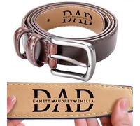 Custom Family Name Belt Grandpa Belts Papa Dad Belt Mens Leather Belts Fathers Day Gift for Him Personalised Engraved Children Names Belt for Men Daddy Birthday Gift from Kids Child Son Daughter