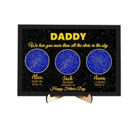 Custom Family Star Map Plaque,Personalized The Day You Became My Daddy with Kids Name Birth Date Wooden Sign Frame,Fathers Day Birthday Gifts for Dad Grandpa from Daughter Son
