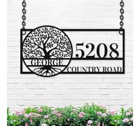 Custom Family Tree Metal Address Sign, Personalized Family Name Sign Metal Wall Art for Home Wall Decor, Customized Tree House Number Sign Address Plaque for Outdoor