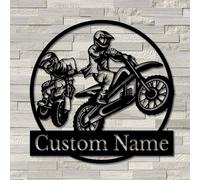 Custom Father And Son Motocross Metal Wall Art, Personalized Biker Name Sign Decoration For Room, Motocross Metal,Family Motorcycle Rider,Home Decor & Gift (Style-1)