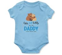 Custom First Birthday as my Daddy Babygrow with Bear Design Baby Boys Girls Personalised Name Vest Gift for New Dads, 3-6 Months, Light Blue