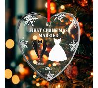 Custom First Christmas Married Ornament 2025, Wedding Gifts for Couples 2025, Our First Christmas as Mr and Mrs Ornament,Our First Xmas Married Keepsake for Wife Husband,Newlywed