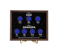 Custom First Dad Now Grandpa Star Map Plaque,Personalized Name Birth Date Wooden Sign Frame,Fathers Day Birthday Gifts for Daddy Grandpa from Daughter Son