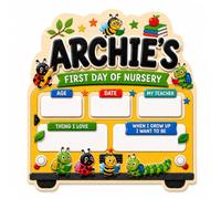 Custom First Day of Nursery Sign Board, Personalised Back to Bug School Photo Prop for Preschool, 1st Day Last Day Milestone Keepsake P9