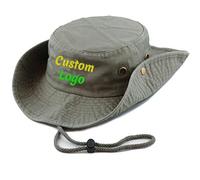 Custom Fishing hat Wide Brim Sun Protection Hat with Breathable Safari hat Fisherman hat Hiking Hats Boonie Hats for Man Grey Green