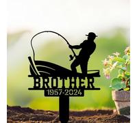 Custom Fishing Hobbies Memorial Metal Sign,Personalized Memorial Stake,Sympathy Gift,Metal Garden,Geometric Outdoor Garden Yard Lawn Cemetery Deco