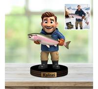 Custom Fishing Photo 3D Cartoon Style Acrylic Plaque Sign Desk Decor, Memories Fishing Themed Picture Photo Frame, Fish Memories Picture Frame Decor Gifts For Dad Papa Fathers's Day