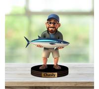 Custom Fishing Photo 3D Cartoon Style Acrylic Plaque Sign Desk Decor, Memories Fishing Themed Picture Photo Frame, Fish Memories Picture Frame Decor Gifts For Dad Papa Fathers's Day