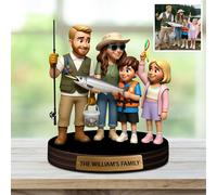 Custom Fishing Photo 3D Cartoon Style Acrylic Plaque Sign Desk Decor, Memories Fishing Themed Picture Photo Frame, Fish Memories Picture Frame Decor Gifts For Dad Papa Fathers's Day