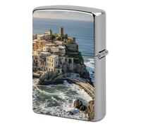 Custom Fishing Village Lighter Case Personalized Metal Lighter Cover Holder Reusable Shockproof Protective Lighters Without Insert Gift for Men Women Dad Husband