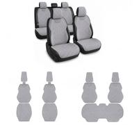 Custom Fit Car Seat Covers Full Set for Tesla Model X (2015-2024) Breathable Quilted Fabric Seat Protector with Anti Slip Backing, Front & Rear Interior Covers(Gray)