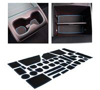 Custom Fit Cup, Door, Center Console Liner Accessories for Honda Odyssey 2018 2019 2020 40PC Kit (Blue Trim)