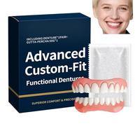 Custom Fit Denture Kit, Temporary Tooth Replacement with Moldable Denture Beads, DIY Fake Teeth Repair Kit for Missing or Broken Teeth, Emergency Instant Smile Replacement Teeth