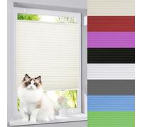 Custom Fit Pleated Window Blind 85 x 170 cm, Easy Install No Drill Pleated Shade for Windows & Doors, Beige, Foldable, Perfect for Home Decor