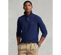 Custom Fit Polo Shirt with Long Sleeves in Cotton Navy Blue