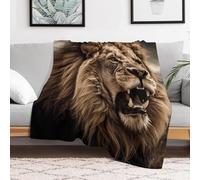 Custom Flannel Fleece Throw Blanket for Adults 30x40 Lightweight Angry Lion Bedtime Blanket Soft Warm Blankets for Bed Couch Sofa Camping Picnic Wedding Gift Winter Home Decoration