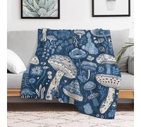 Custom Flannel Fleece Throw Blanket for Adults 30x40 Lightweight Cartoon Blue Mushroom Bedtime Blanket Soft Warm Blankets for Bed Couch Sofa Camping Picnic Wedding Gift Winter Home Decorat