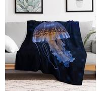 Custom Flannel Fleece Throw Blanket for Adults 30x40 Lightweight Jellyfish Bedtime Blanket Soft Warm Blankets for Bed Couch Sofa Camping Picnic Wedding Gift Winter Home Decoration